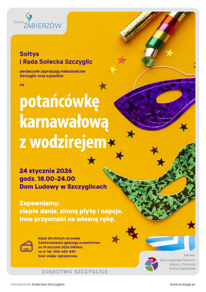 PLakat impreza z wodzirejem w Szczyglicach